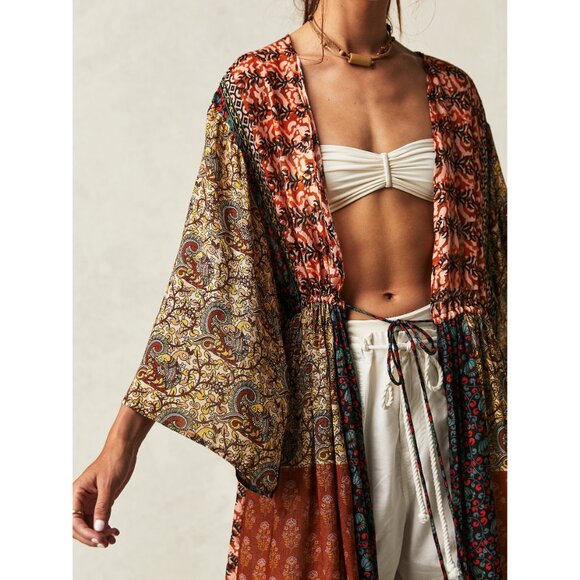 🌙FREE PEOPLE Bombay Mixed Print Kimono/Sand Combo🌙 - Picture 4 of 8